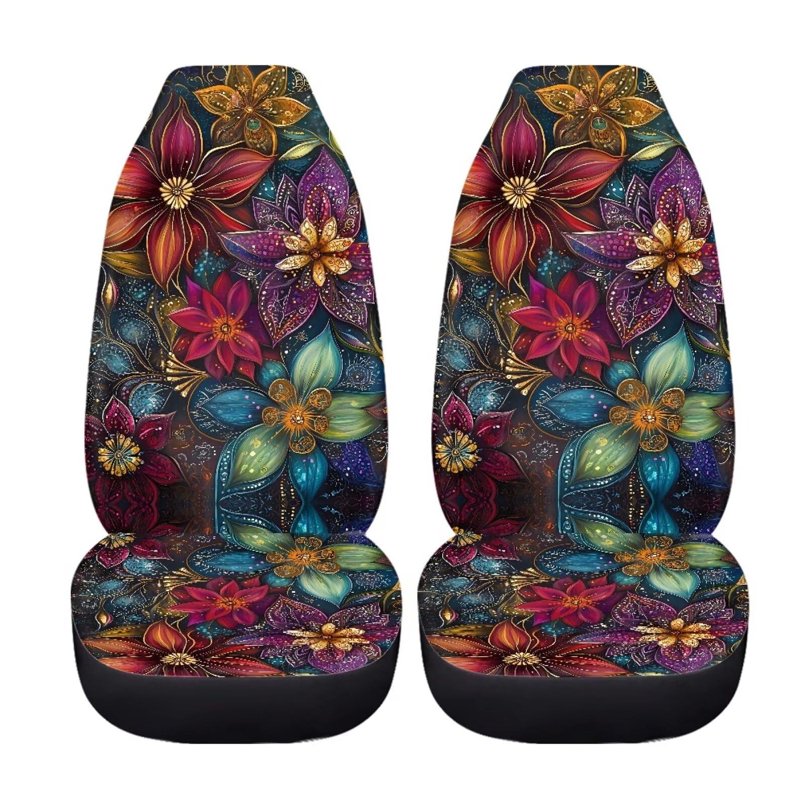 Aesthetic Dahlia Car Seat Covers - 2pcs Front Seat Protectors for Cars