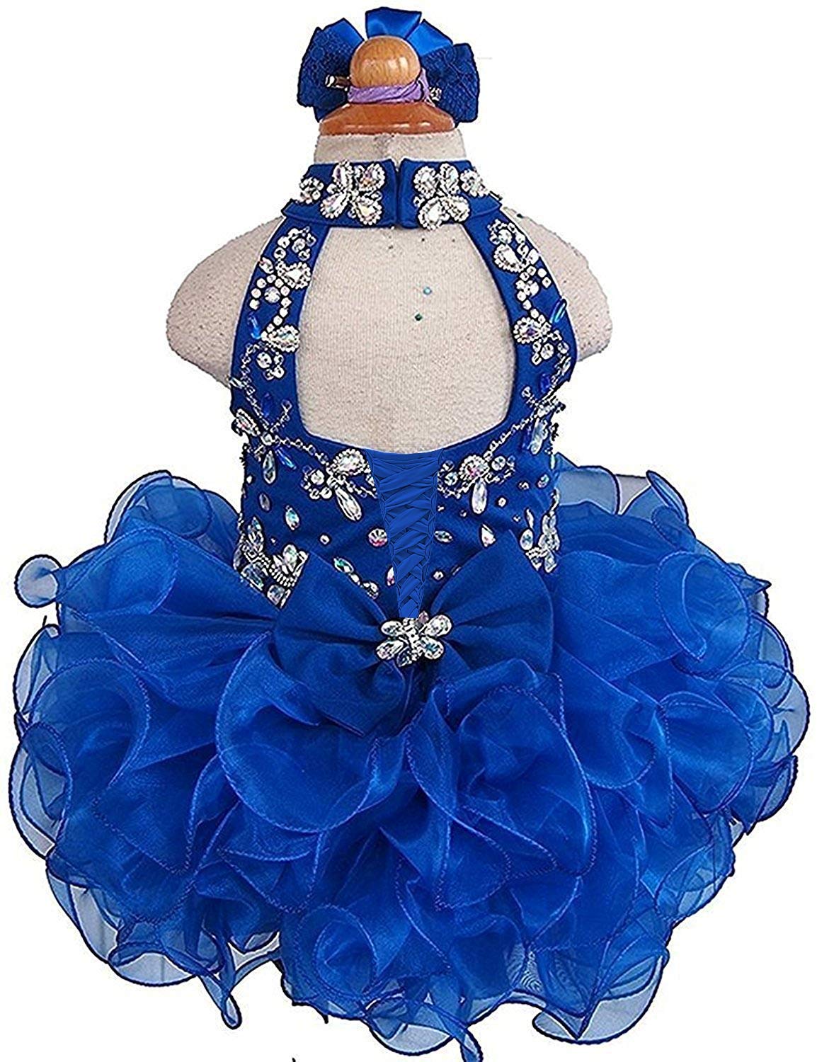 Junguan Baby Girls Short Halter Cupcake Pageant Dress - Newborn Princess Birthday Party Tutu Ball Gown for Photo Shoots & Special Occasions