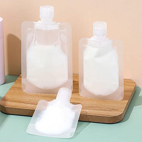 JULEX 3-Piece Clear Clamshell Packaging Bags | Plastic Stand-Up Spout Pouch for Travel | Leak-Proof Containers for Lotion, Shampoo, Face Cream, Hand Soap & Mask Mud | Perfect for Toiletry Kits, Airplane Carry-Ons & Gym Essentials