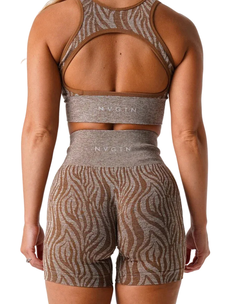 NVGTN Wild Thing Zebra Print Seamless Spandex Shorts for Women - High Waisted Elastic Fitness Shorts, Breathable & Hip Lifting - Perfect for Running, Yoga, Gym & Casual Wear