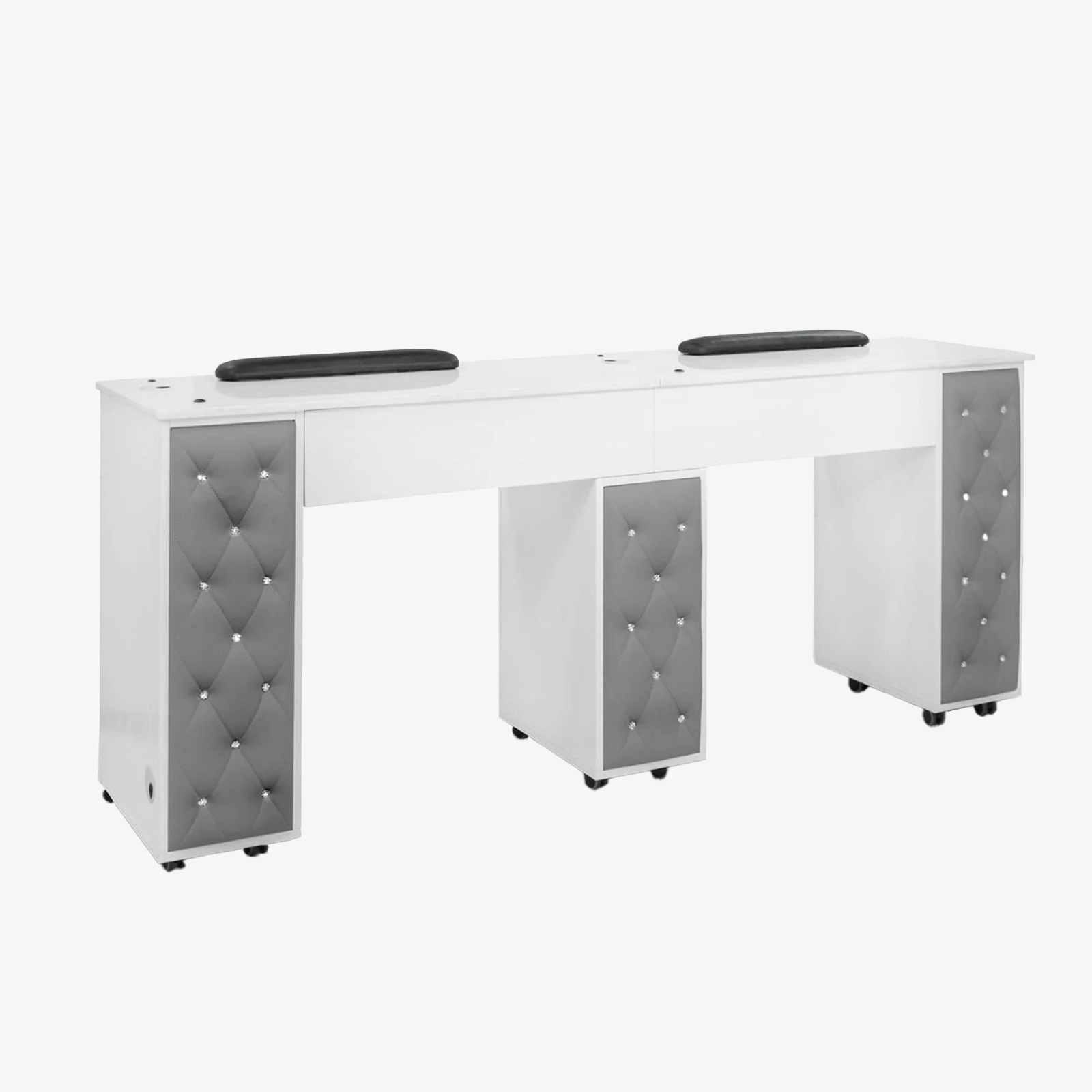 Drexel Tufted Double Manicure Table - Professional Salon Nail Station for Pedicures & Manicures - Perfect for Nail Salons, Spas & Home Use
