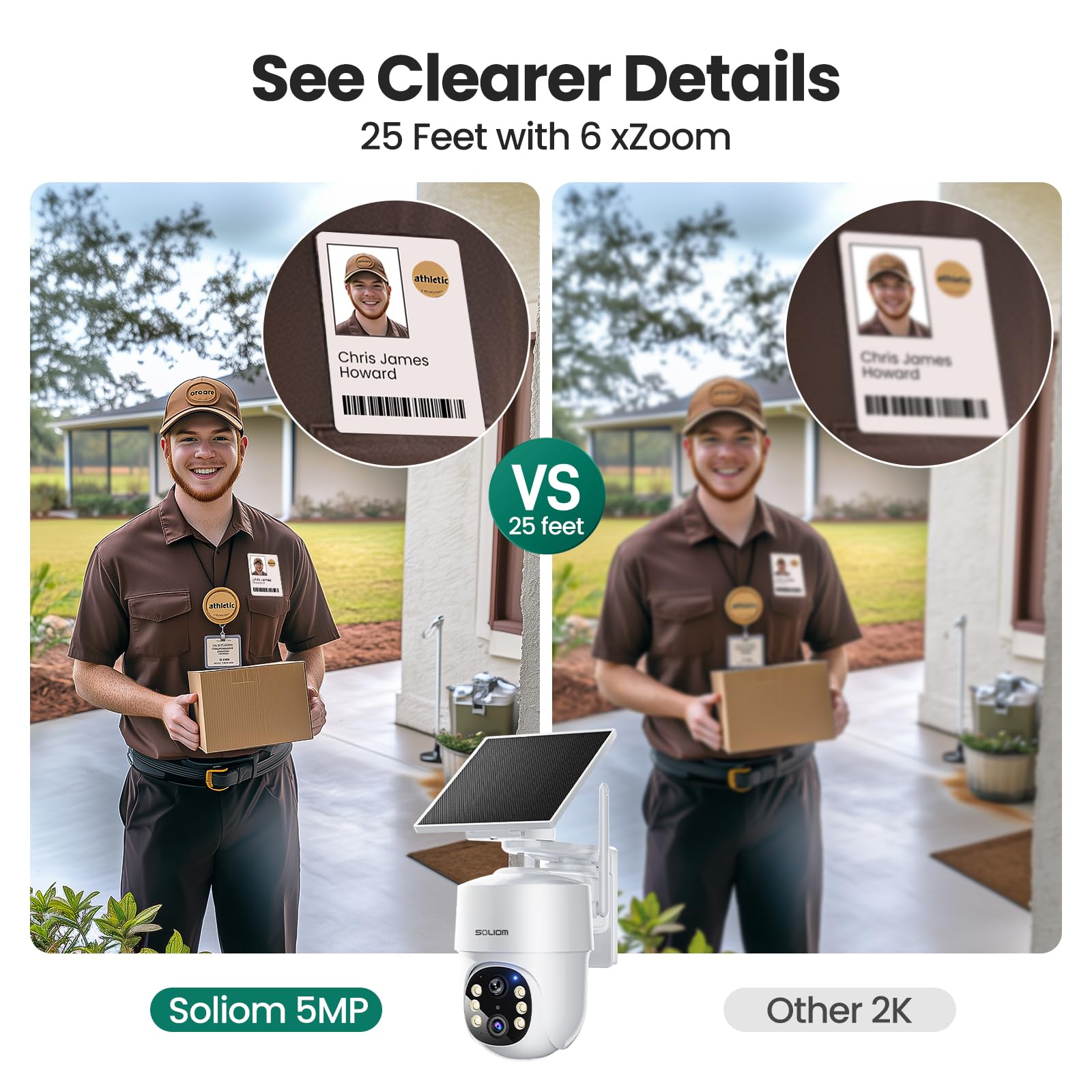 SOLIOM 5MP Wireless Outdoor Security Camera System - 4 Pack, Solar Powered, No Monthly Fees, 360° Auto Tracking, Pan & Tilt, 3K Color Night Vision, 5G/2.4G WiFi Compatible - Ideal for Home, Garage & Backyard Surveillance
