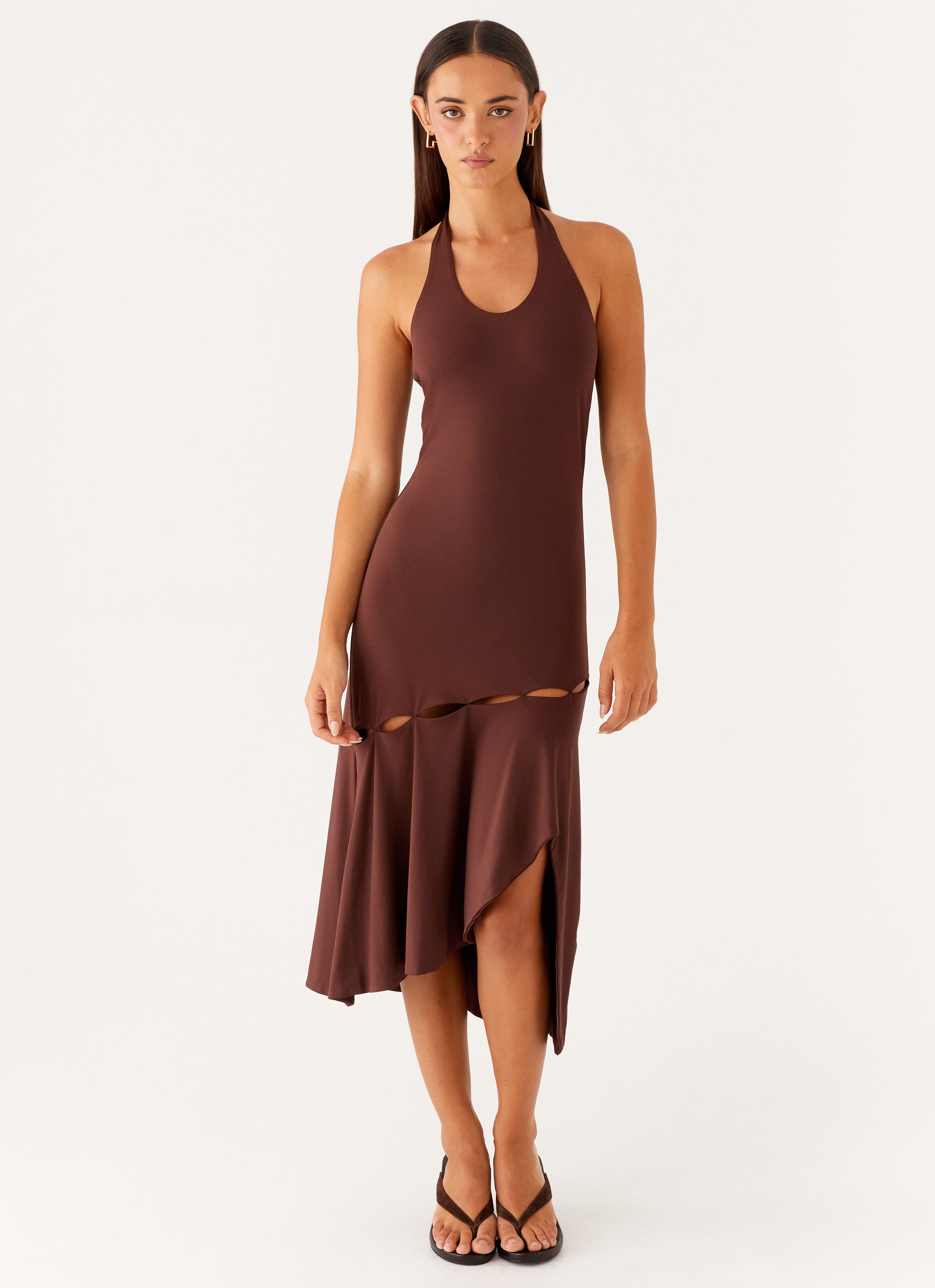 Fast Times Midi Dress - Flowy Chocolate Brown Summer Dress for Women | Casual & Party Wear | Perfect for Beach, Brunch & Date Nights