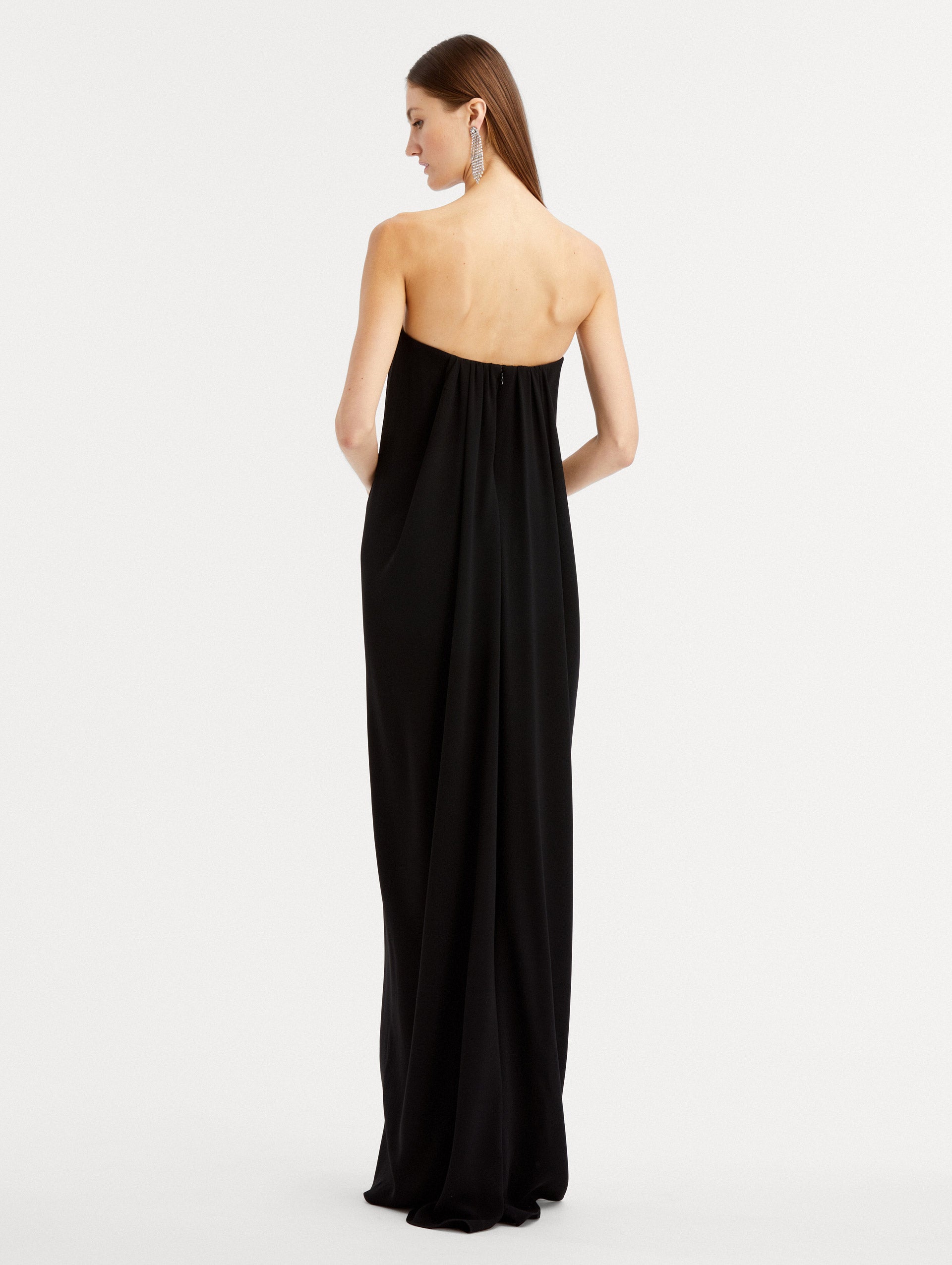 Elegant Strapless Draped Column Gown for Women - Formal Evening Gown for Prom, Wedding, Black Tie Events & Special Occasions