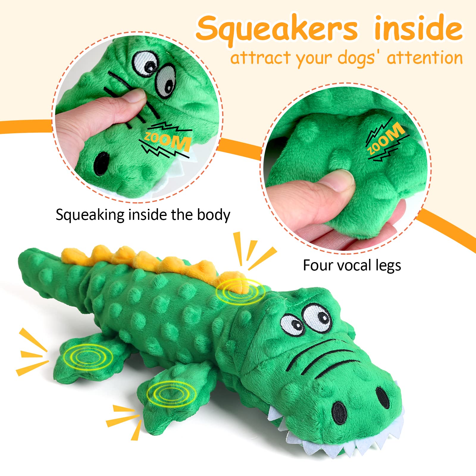 Durable Squeaky Plush Dog Toys with Crinkle Sound - Interactive Chew Toys for Puppy Teething, Small, Medium & Large Dogs - Perfect for Training, Anxiety Relief & Boredom Reduction - Ideal for Indoor Play, Outdoor Fetch & Crate Training