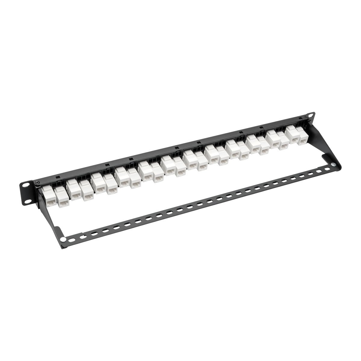 Tripp Lite 24-Port Cat6a Cat6 Cat5e Feed-Through Patch Panel with Cable Management Bar - TAA Compliant 1U Rack Mount (N254-024-6A-OF) | Ideal for Data Centers, Server Rooms & Network Installations