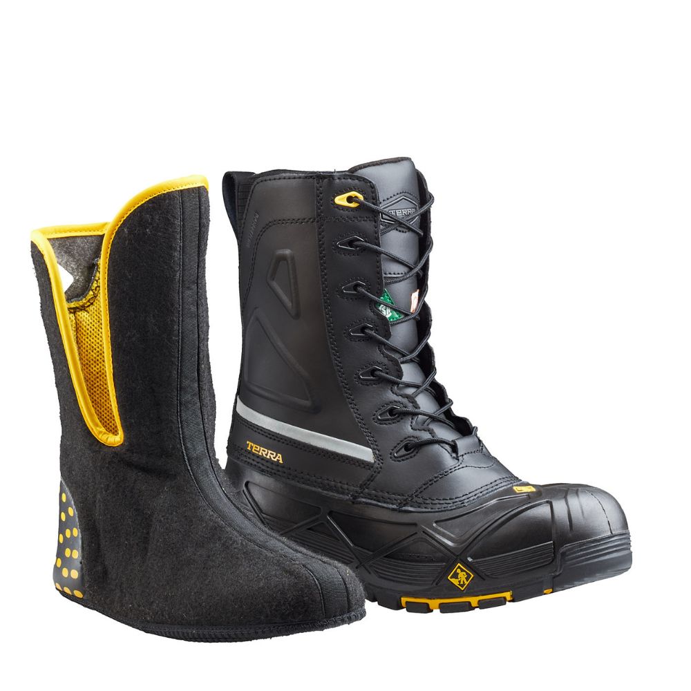 Terra Crossbow Waterproof Winter Safety Boots with Composite Toe - Black 915605 | Slip-Resistant Work Boots for Construction, Hiking & Outdoor Activities