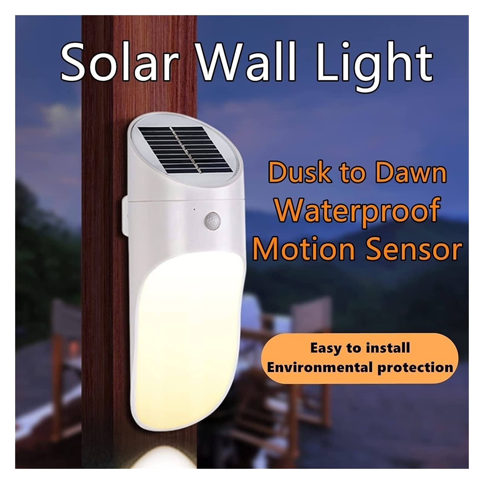 2 Pack Solar LED Motion Sensor Outdoor Wall Lights - Dusk to Dawn Waterproof Exterior Light Fixtures for Garage, Front Door, Porch, Backyard - Wall Mount Lantern Sconce Lighting for Home Security & Energy Savings