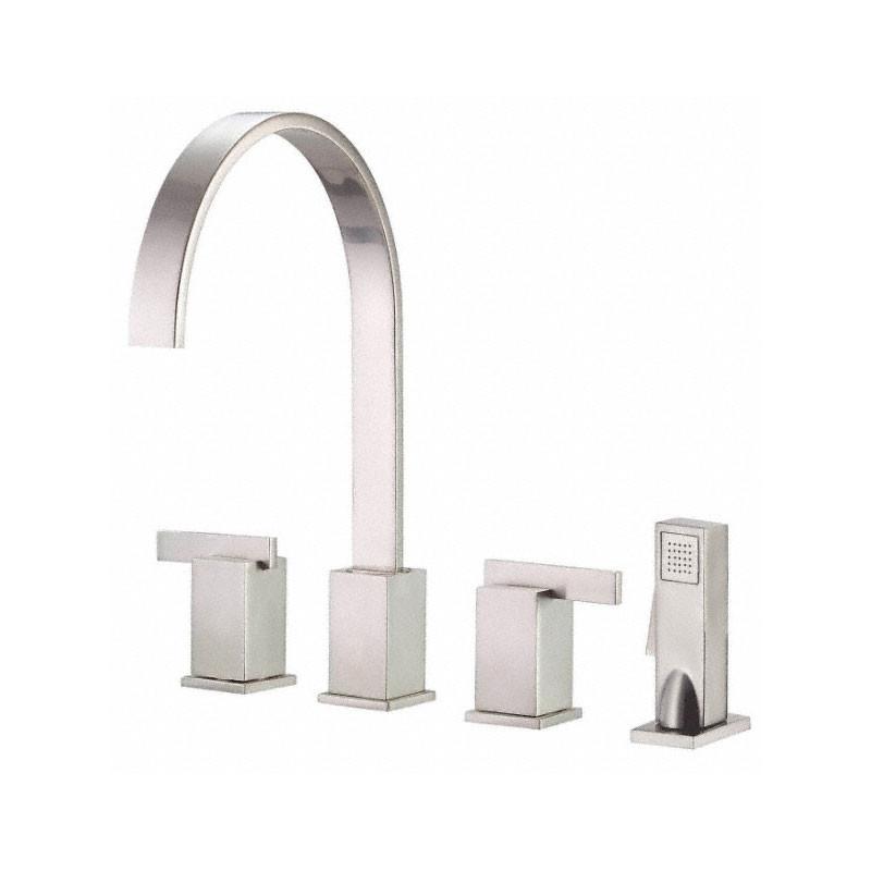 Danze Sirius Stainless Steel 2-Handle Widespread Kitchen Faucet with Pull-Down Sprayer - Modern Design for Sink, Dishwashing & Food Prep (Commercial & Residential Use)