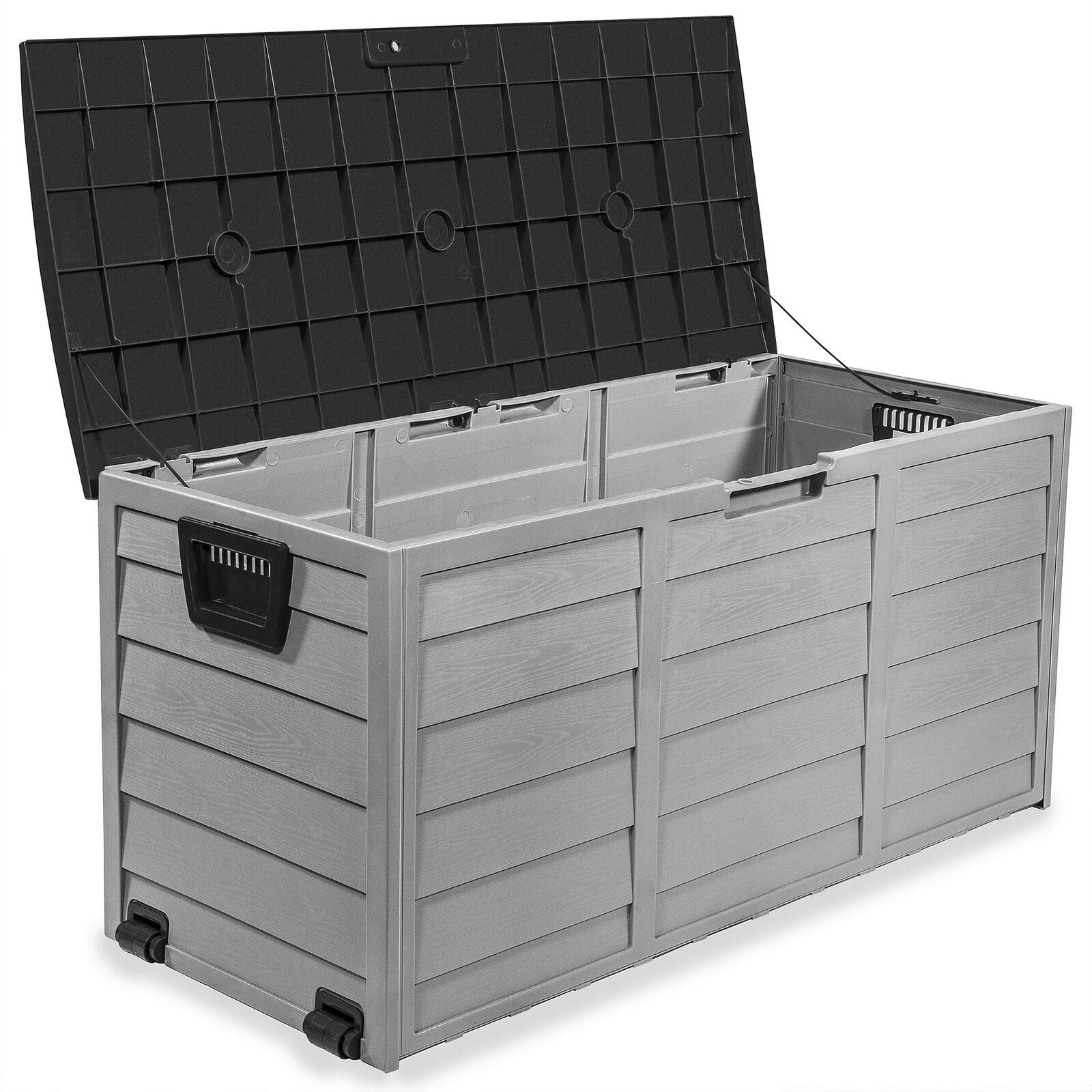 All-Weather UV-Resistant Outdoor Pool Deck Storage Box with Wheels - Perfect for Poolside, Patio, and Garden Organization