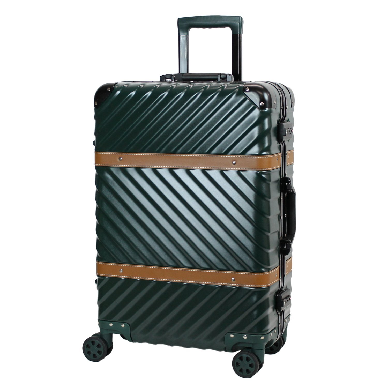 MOIERG Durable Frame-Type Hard Shell Luggage with TSA Lock - Medium 24-26 Inch Checked Suitcase, Green (71-80005-60) - Perfect for International Travel & Business Trips