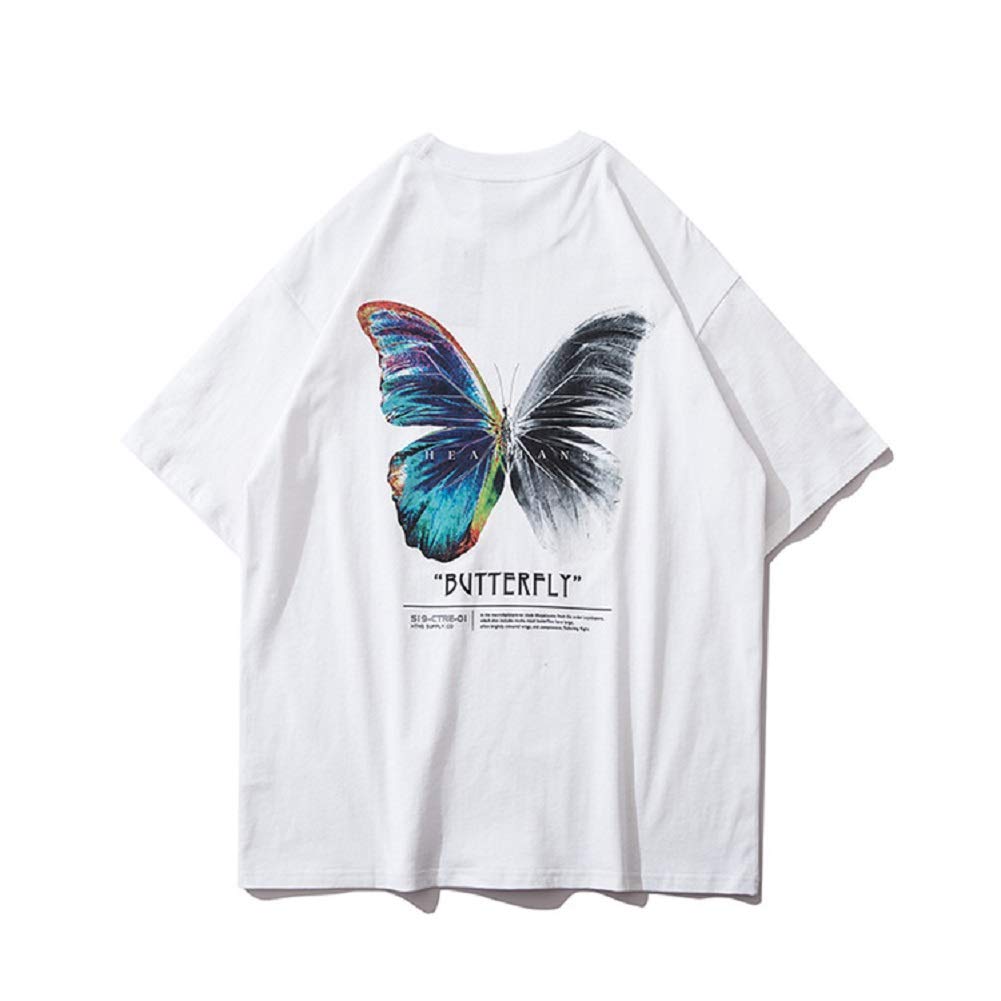 Butterfly Print Short Sleeve T-Shirt - Casual Streetwear Tee for Women | Hip Hop Harajuku Loose Fit Top for Summer Outfits & Festival Fashion
