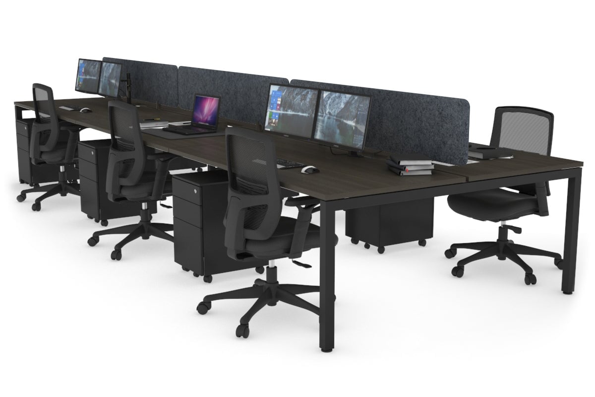 6-Person Office Workstation with Quadro Square Legs - 1600L x 800W Dimensions, Cable Management Scallop for Organized Workspace - Perfect for Open Office Layouts, Team Collaboration & Modern Workspaces