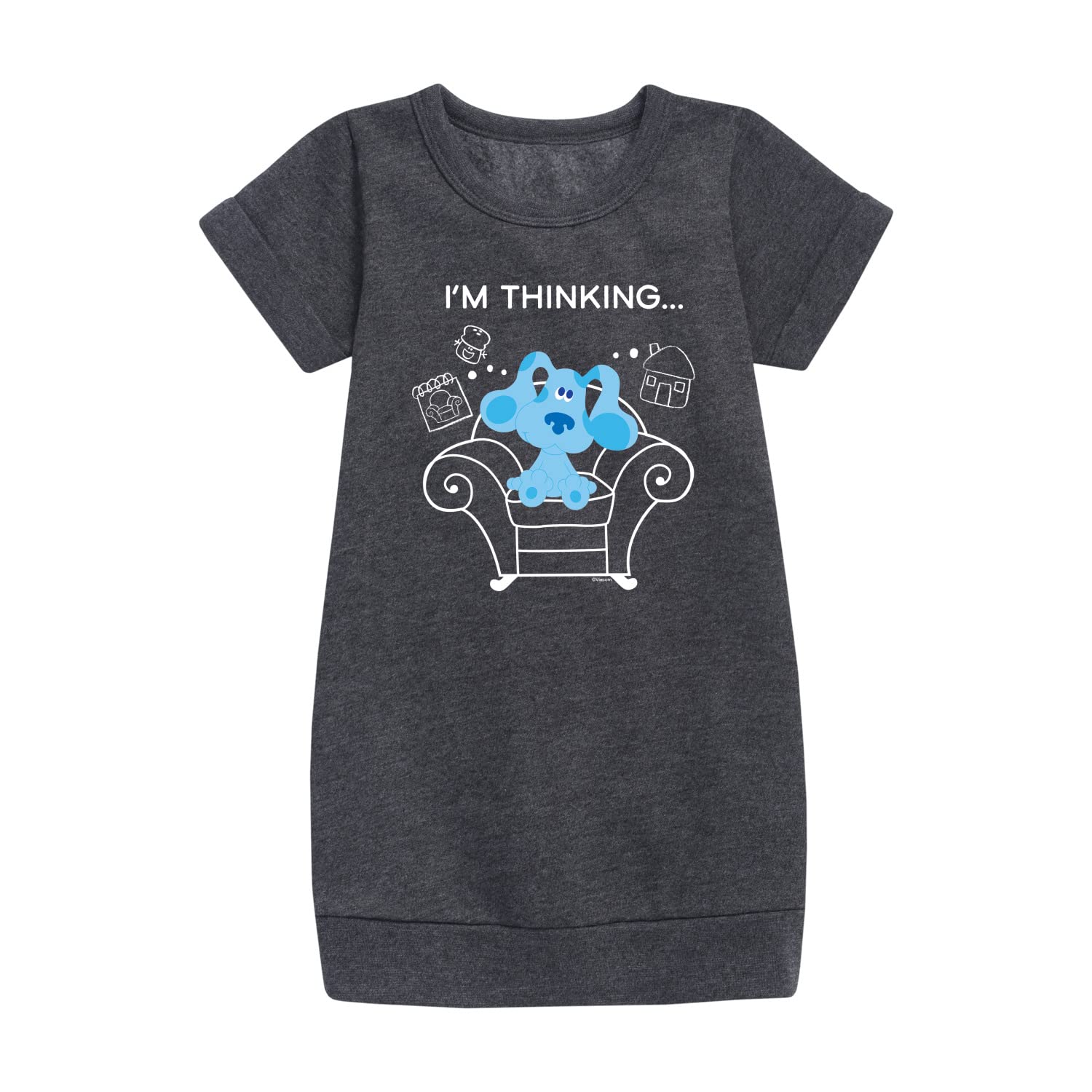 Blue's Thinking Chair Toddler & Youth Girls Fleece Dress - Blue's Clues & You! Inspired Cozy Outfit for Playtime, Preschool & Birthday Parties
