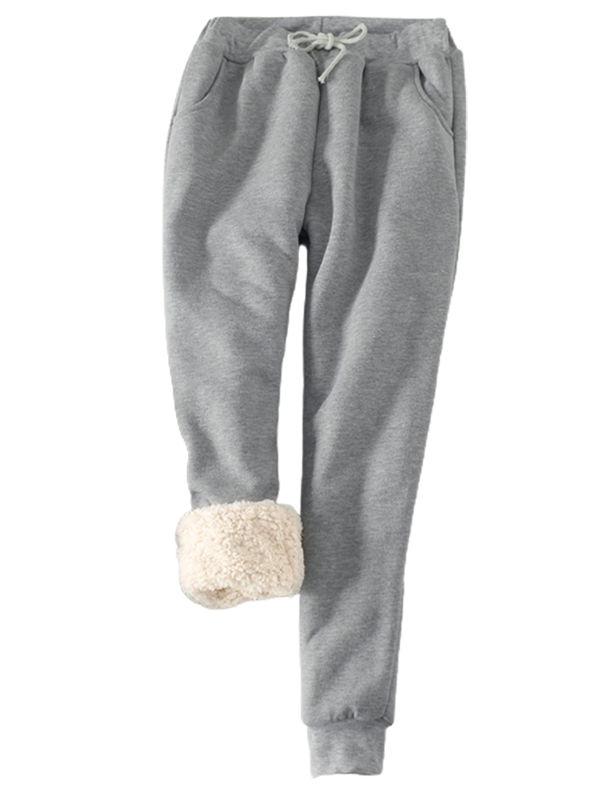 Yeokou Women's Sherpa Lined Sweatpants - Winter Warm Fleece Joggers with Pockets, Soft Lounge Pants for Yoga, Running & Home Comfort