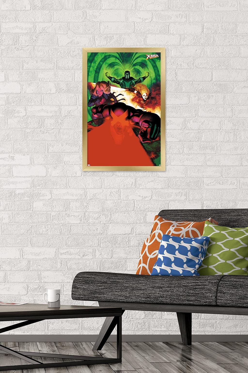 Marvel Comics X-Men Wall Poster - Emma Frost, Magneto, Magik & Cyclops Art Print (22.4x14.7 Inches) Gold Framed Version | Perfect for Comic Book Rooms, Home Theater Decor & Superhero Gifts