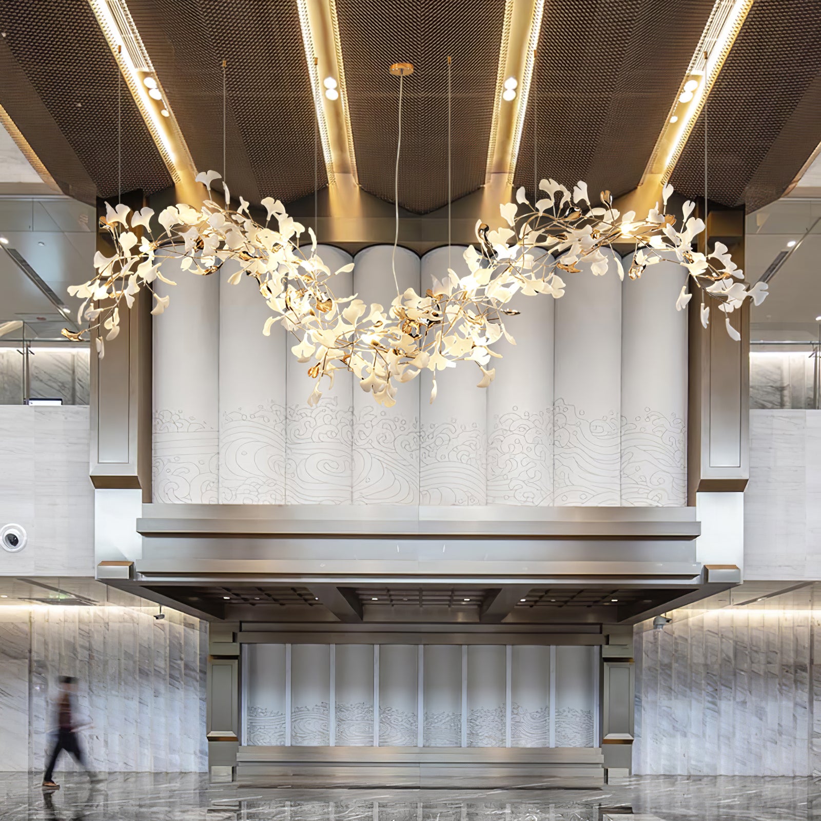 Elegant Ginkgo Leaf Tip Crystal Chandelier - Modern Gold Ceiling Light Fixture for Dining Room, Living Room & Bedroom Decor