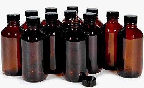 Vivaplex 12 Pack 4 oz Amber Glass Bottles with Lids - Essential Oil Storage, DIY Beauty, Herbal Remedies & Home Brewing Supplies