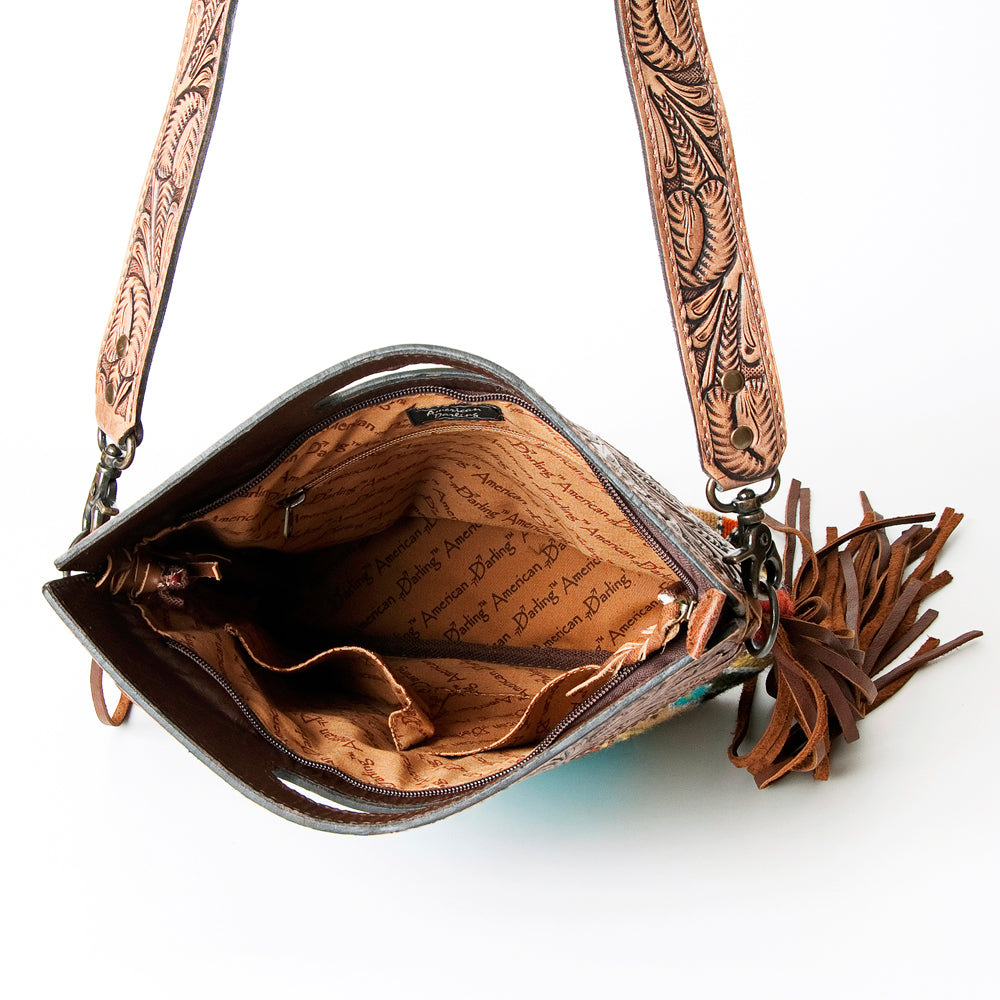 American Darling ADBG496A Genuine Leather Women's Western Handbag - Hand Tooled Saddle Blanket Clutch Purse for Cowgirl Style & Rodeo Events