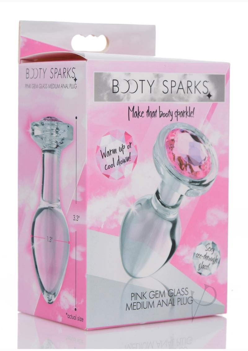 Booty Sparks Pink Gem Glass Anal Plug - Medium Size, Vibrant Pink - Perfect for Sensual Play & Couples Intimacy