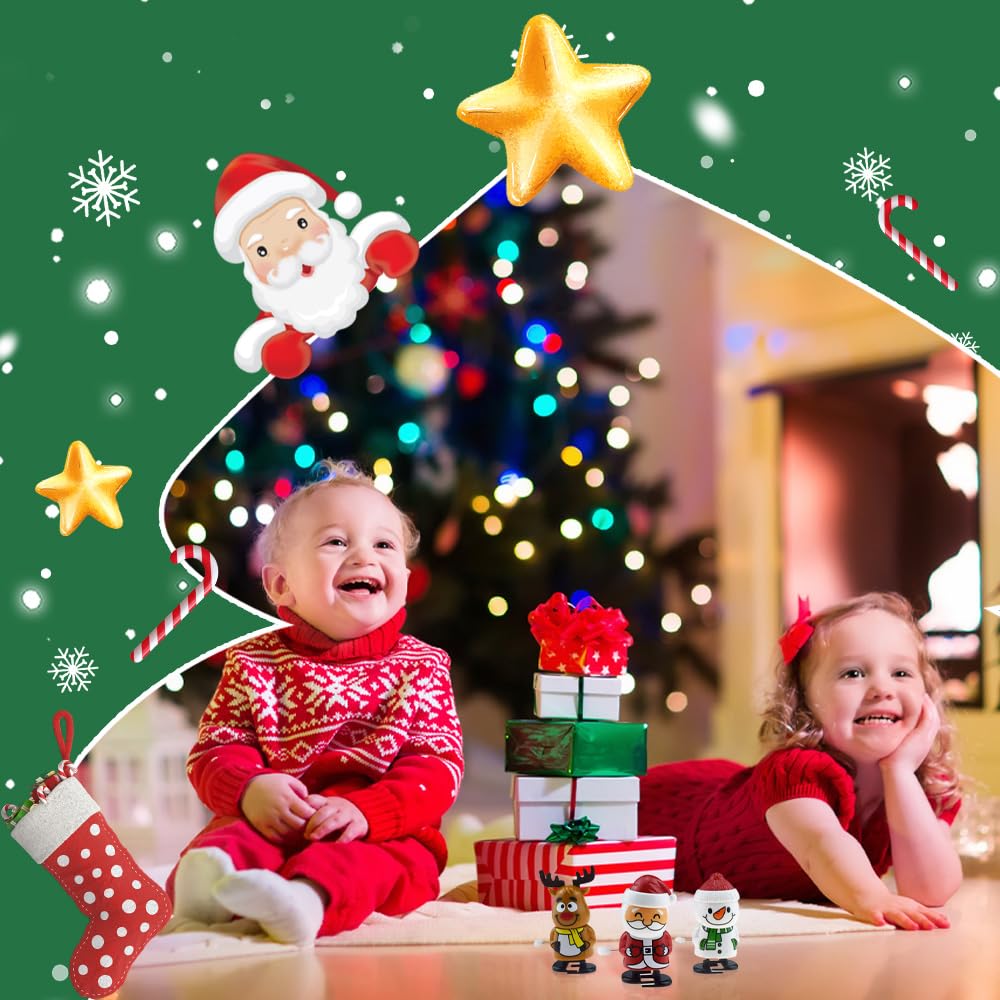 8Pcs Christmas Wind Up Toys - 2024 Upgraded Clockwork Party Favors, Stocking Stuffers & Funny Gifts for Kids (Santa, Snowman, Reindeer) - Perfect for Holiday Parties, Gift Exchanges & Festive Decorations