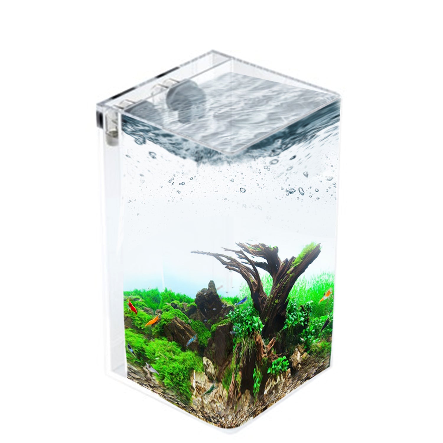Self-Cleaning 2.5 Gallon Aquarium Tank with Lid - Low Maintenance, Hassle-Free Fish Tank for Home, Office & Small Spaces