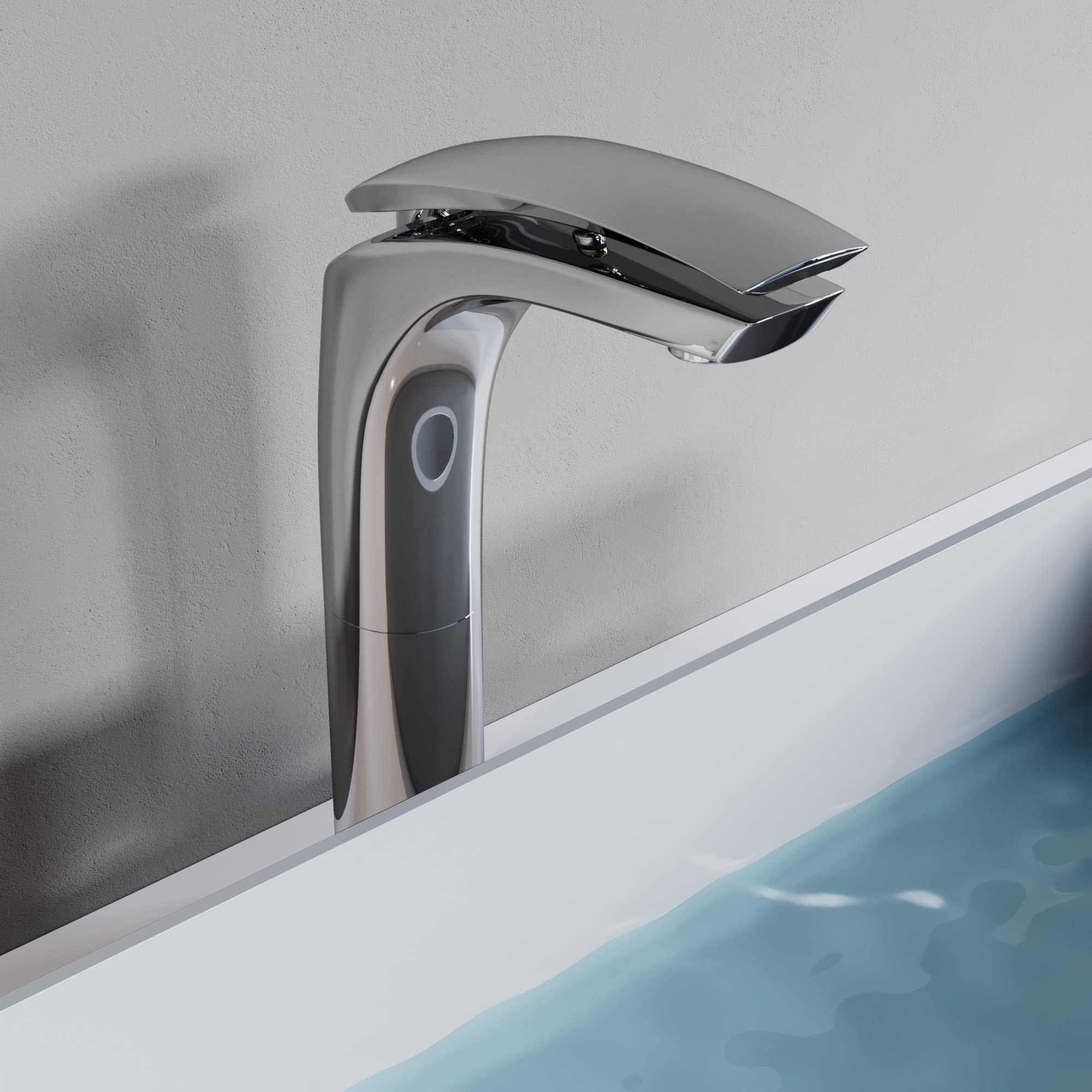 Dowell Modern Tall Vessel Sink Faucet - Single Handle One Hole Bathroom Vanity Faucet in Chrome (Model 8001 018 01) - Perfect for Contemporary Bathroom & Powder Room Decor
