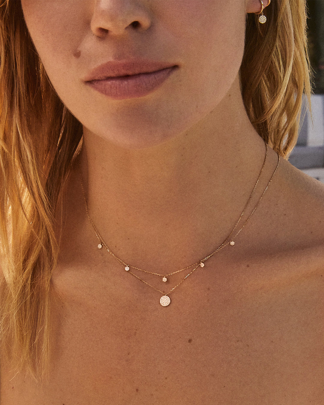 Exquisite Diamond Pavé Necklace for Women - 14K White Gold Layered Pendant Necklace - Perfect for Weddings, Anniversaries & Special Occasions