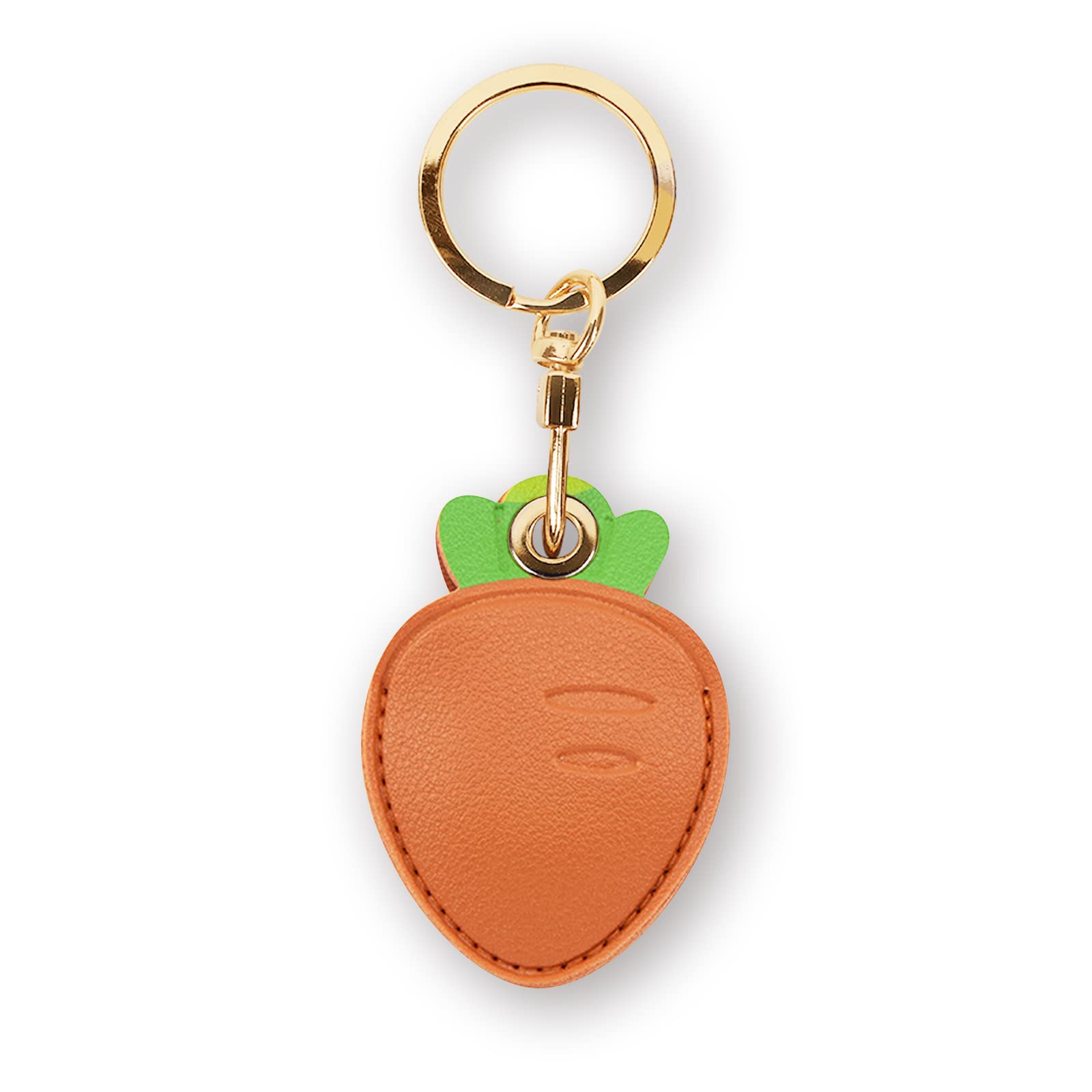 Premium Leather Keychain Holder for Apple AirTag - GPS Tracker Key Ring with Anti-Scratch Protection | Perfect for Keys, Wallets & Luggage Tracking (Carrot Design)
