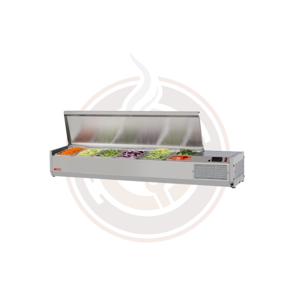 CTST 1500N Commercial Countertop Salad Bar Unit - Stainless Steel Refrigerated Display for Restaurants, Cafes & Buffets - Perfect for Fresh Salads, Fruits & Deli Meals