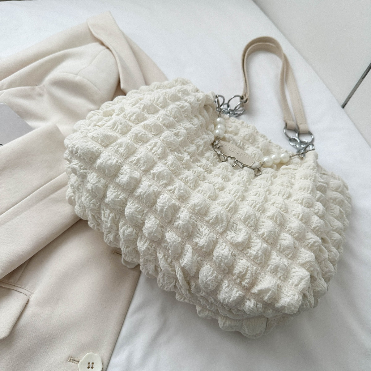 Stylish Bubble Textured Tote Bag for Women - Trendy Reusable Grocery Shopping & Beach Tote - Perfect for Work, Travel, and Daily Use