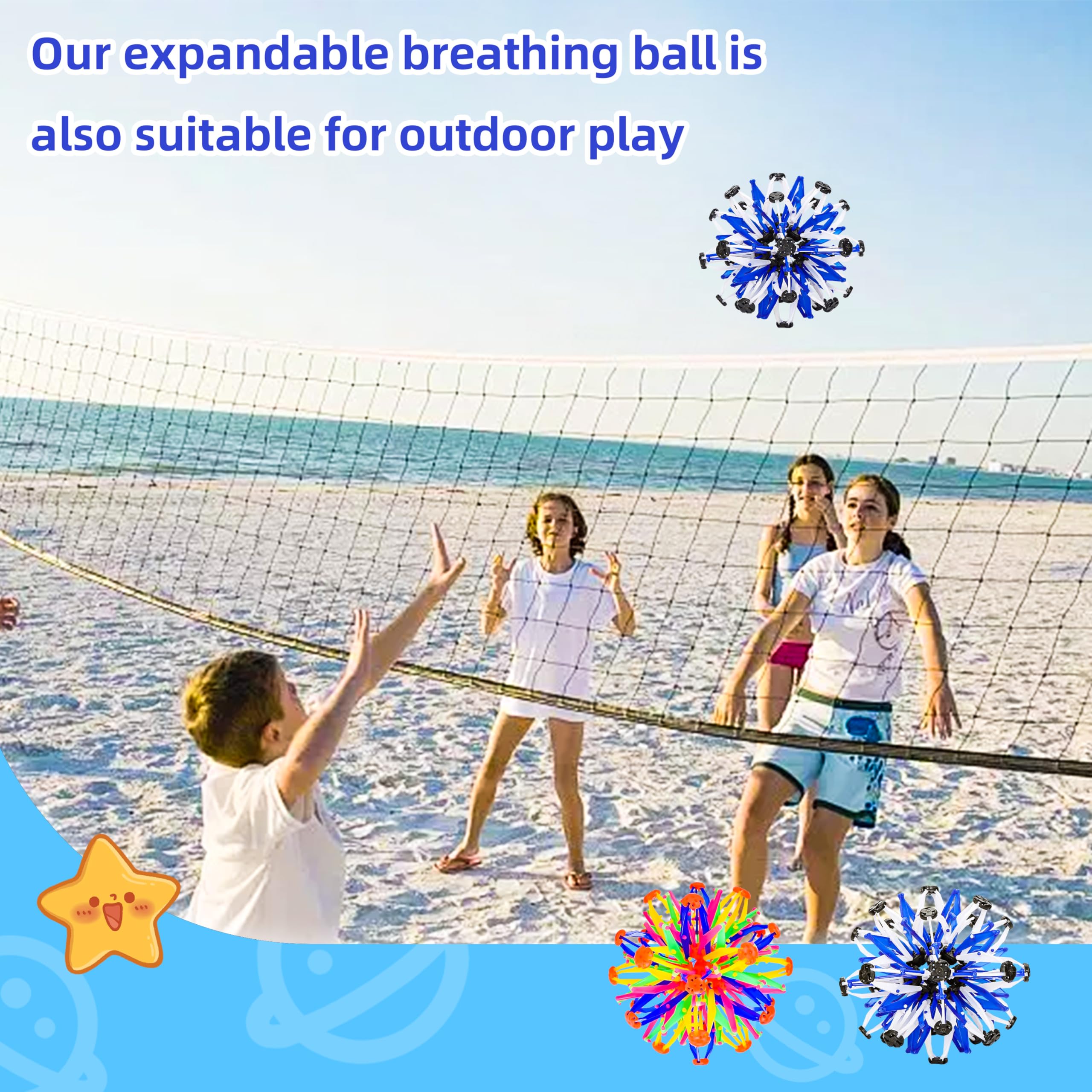 2 Pack Expandable Breathing Ball Toy for Kids & Adults - Stress Relief, ADHD, Anxiety & Mindfulness - Fidget Sensory Toy for Boys & Girls Ages 1, 2, 3+ Years Old - Perfect for Classroom, Home & Therapy Use