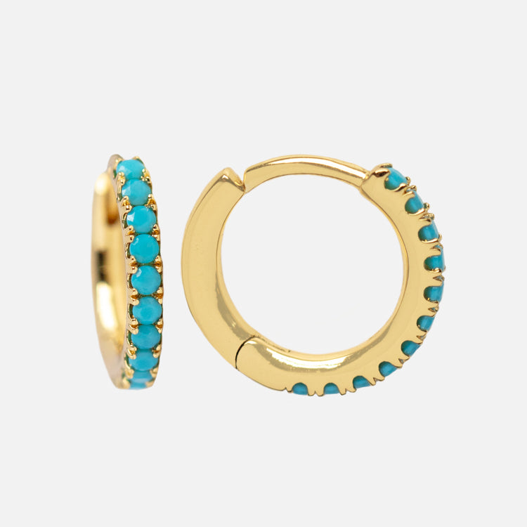 Classic Gem Huggie Hoops - Dainty Gold Earrings for Women, Minimalist Stud Hoop Earrings with CZ Stones | Perfect for Everyday Wear, Date Nights & Special Occasions