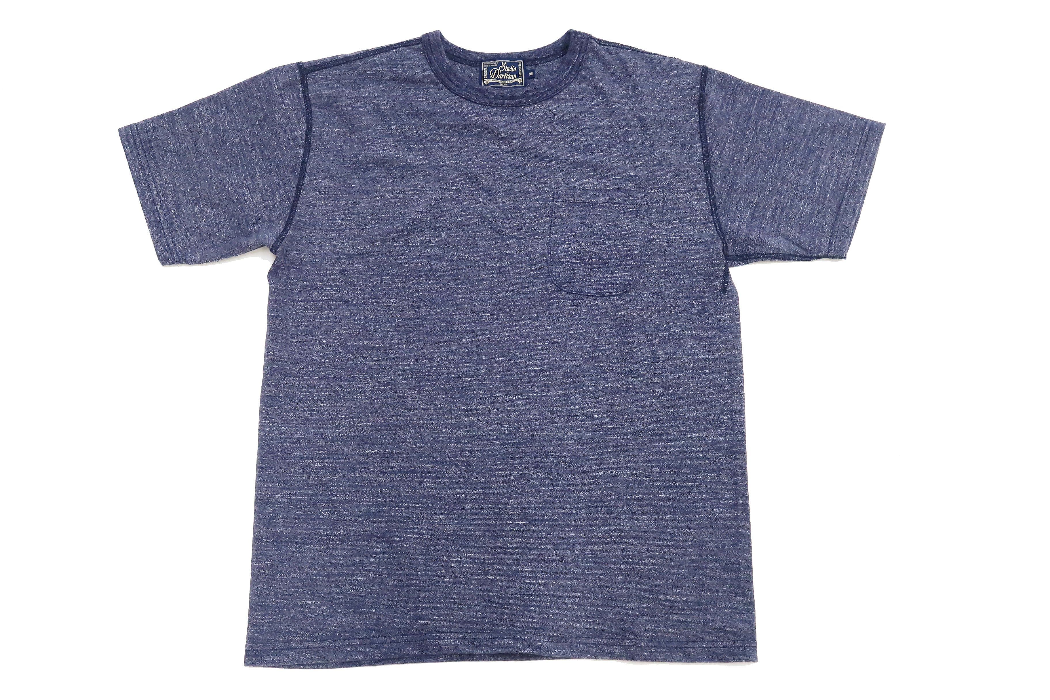 Studio D'artisan Men's Short Sleeve Plain T-Shirt - Premium Suvin Gold Cotton Loopwheeled Pocket Tee 9916 in Heather Navy Blue | Casual Wear & Street Style Essential