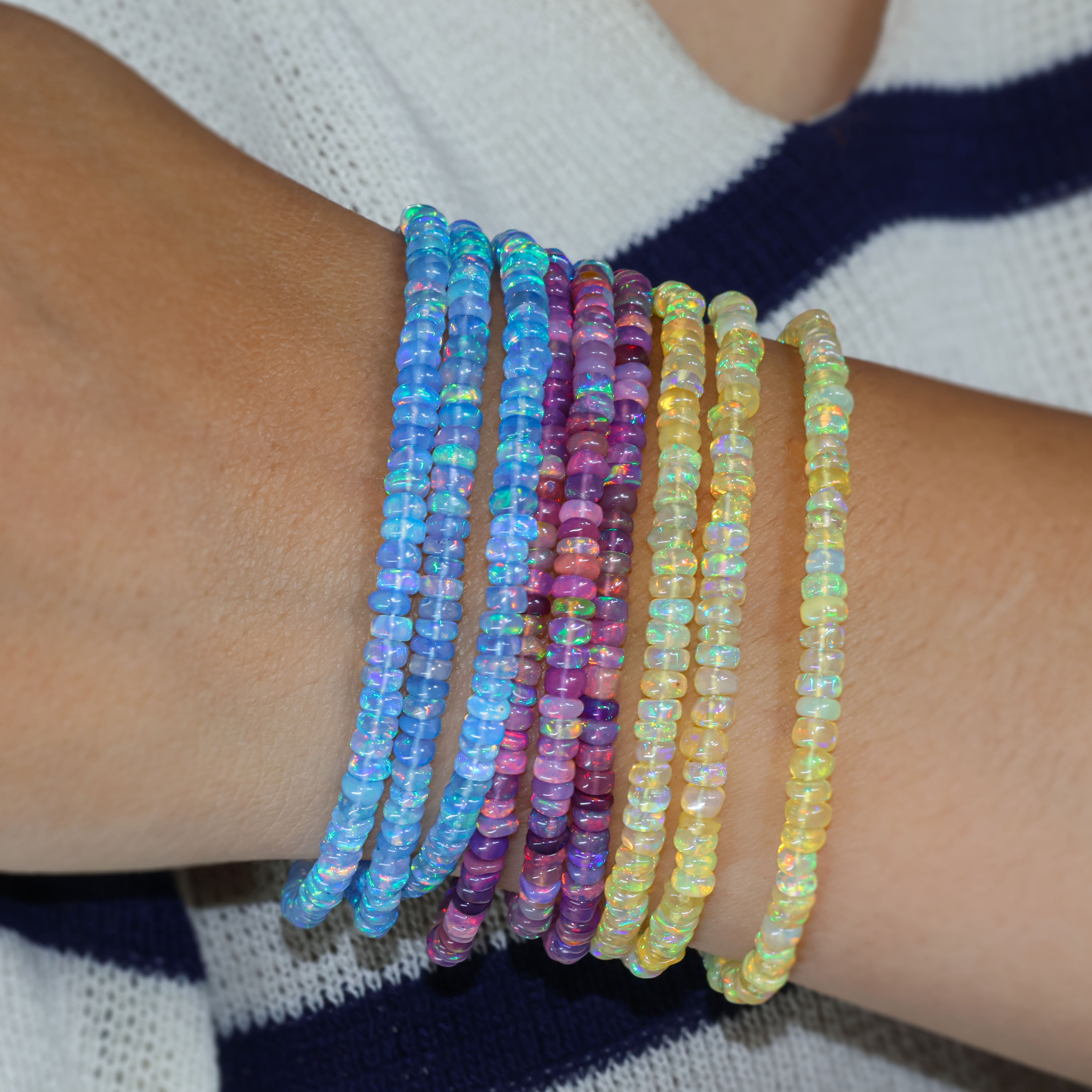 Natural Purple Opal Beaded Bracelet - Handmade 2 Strand Plain Jewelry for Women - Perfect for Boho Chic, Casual Wear & Special Occasions