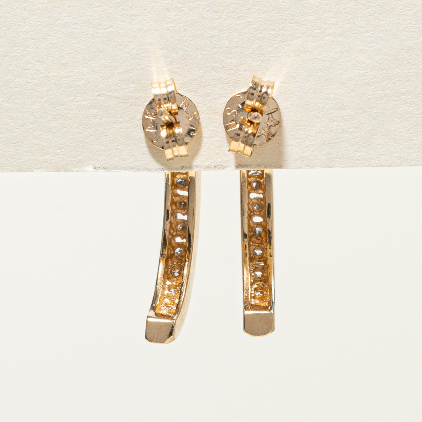 14K Gold Channel Set Diamond Half Hoop Earrings | 0.22ctw Total Weight | Elegant Dangle Earrings for Women | Perfect for Weddings, Parties & Special Occasions