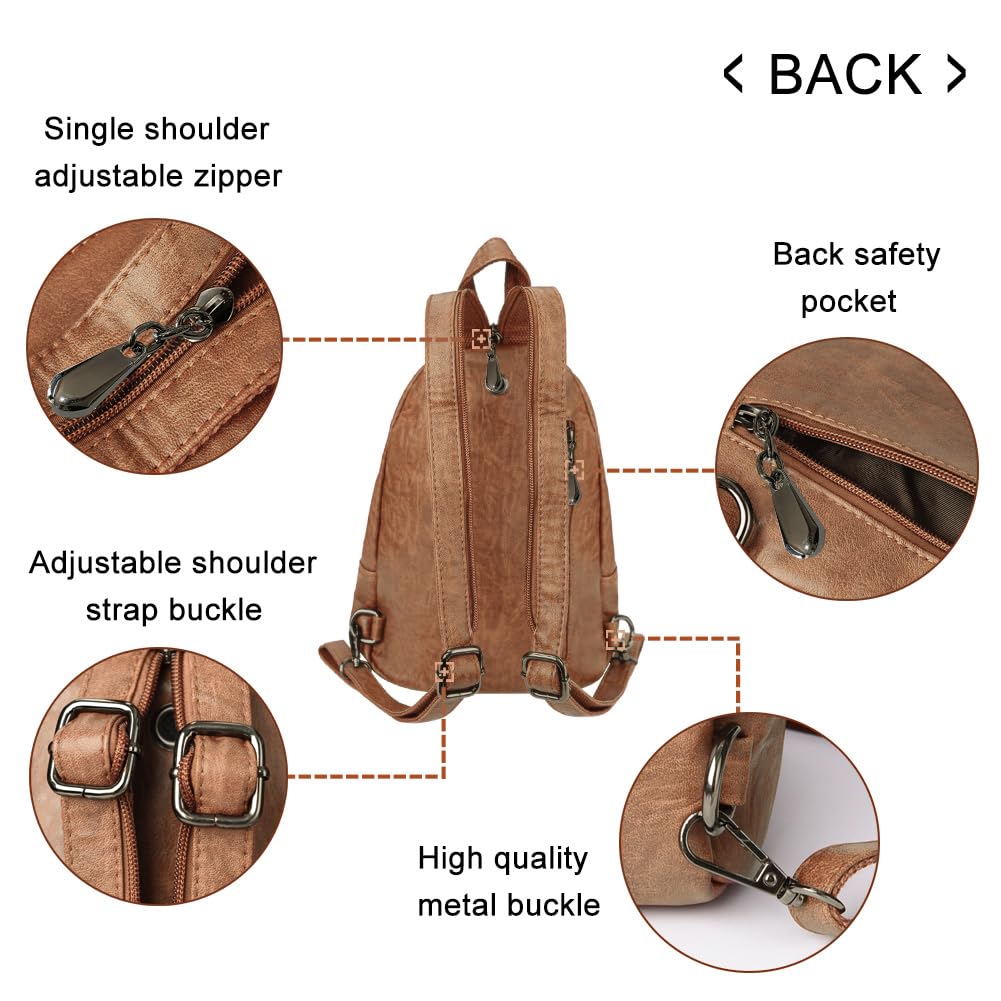 Stylish Women's PU Leather Small Backpack Purse - Convertible Sling Bag for Daily Use, Travel & Work | Fashionable Ladies Shoulder Bag