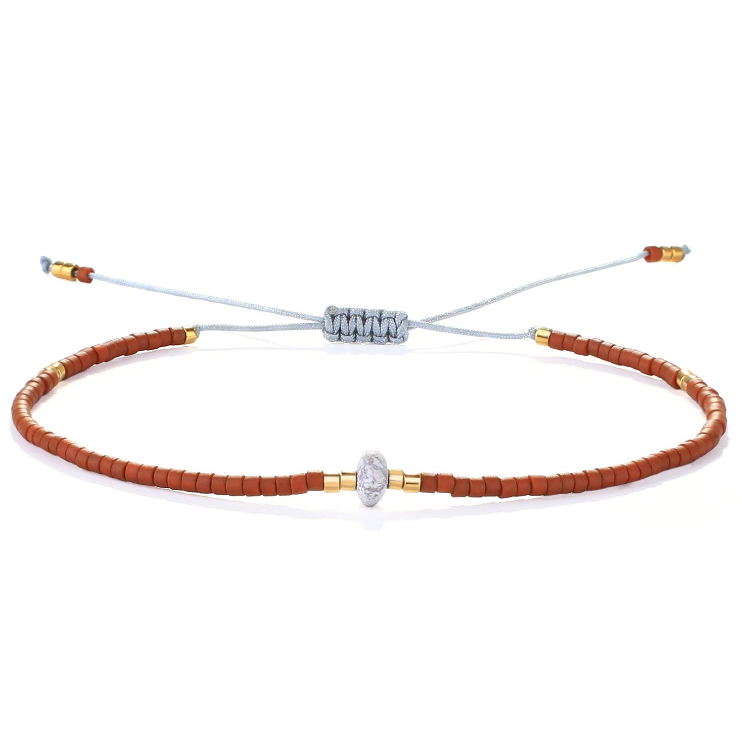 KELITCH Agate Seed Beads Friendship Bracelets for Women - Thin Adjustable Boho Beaded Bracelet Set - Perfect for Beach, Summer, and Everyday Wear