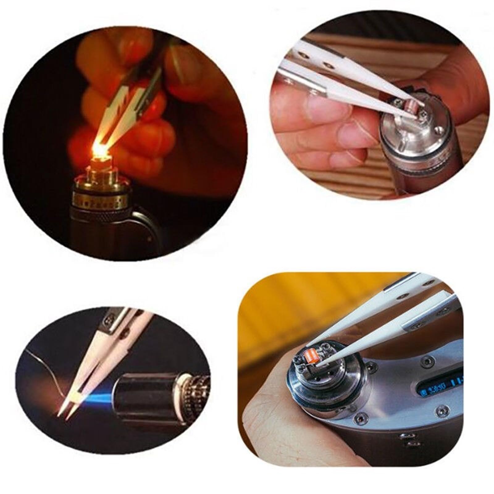 Precision Stainless Steel Hair Removal & Electronics Soldering Tweezers - Ceramic Tip for Accurate Grip - Perfect for Eyebrow Shaping, Jewelry Making & DIY Crafts