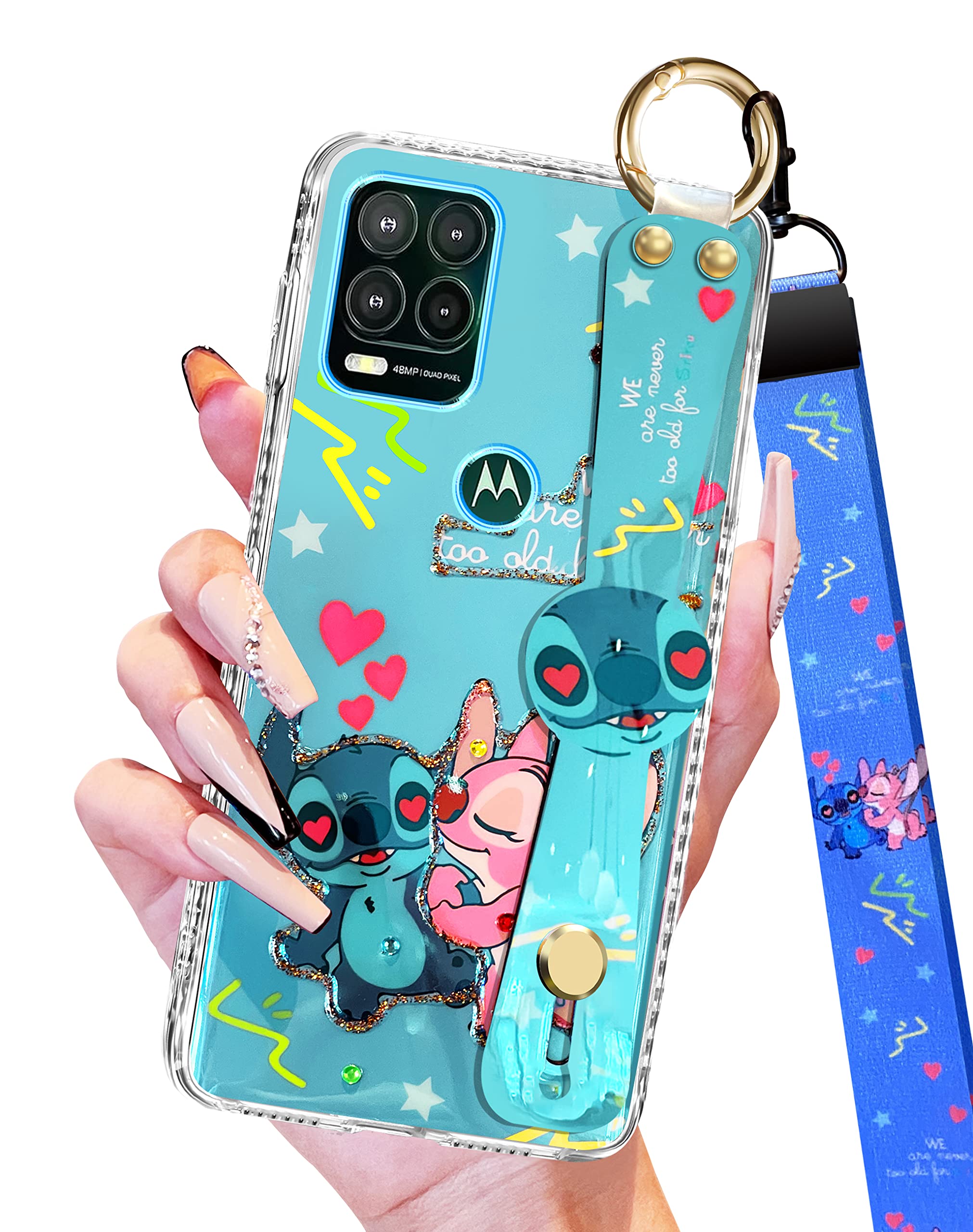 Cute Cartoon Character Phone Case for Motorola G Stylus 5G 2021 - Trendy Kawaii Aesthetic Cover with Wrist Strap & Lanyard for Girls & Women | Perfect for School, Work, and Everyday Use