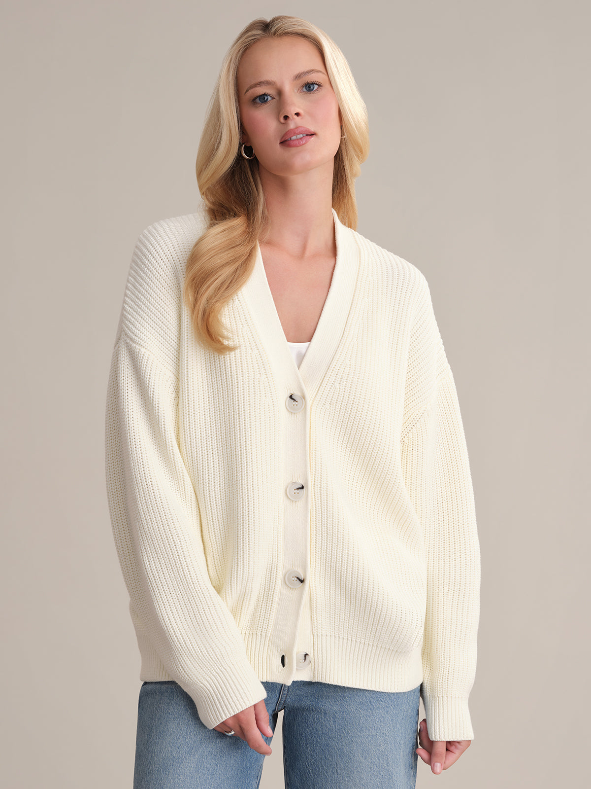 Emilia Women's Soft Cotton Cocoon Cardigan - Cozy Oversized Sweater for Lounge, Travel & Fall Layering