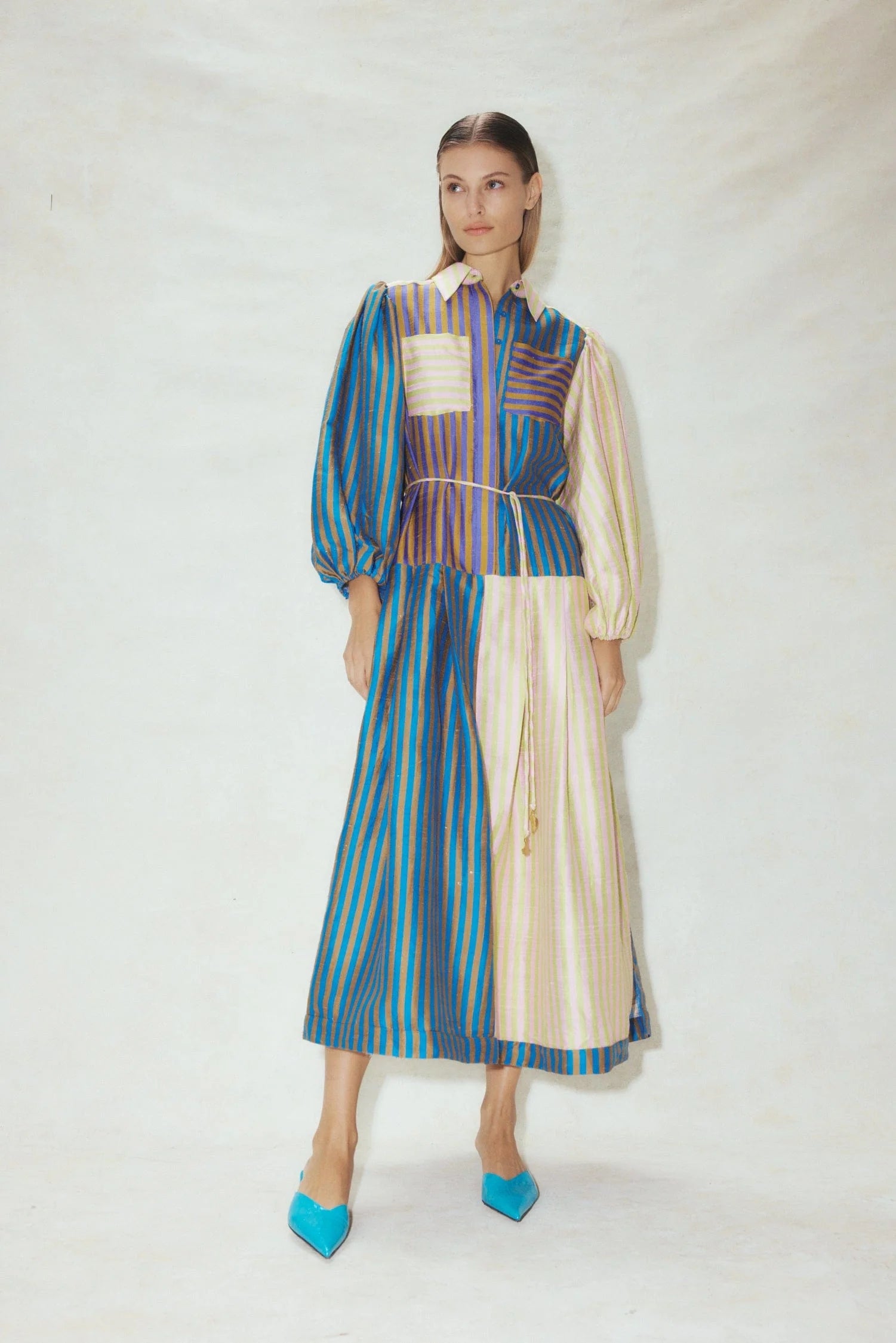 DIAZ Striped Shirt Dress for Women - Casual & Elegant Long Sleeve Button Down Dress - Perfect for Office, Date Night & Spring Outfits