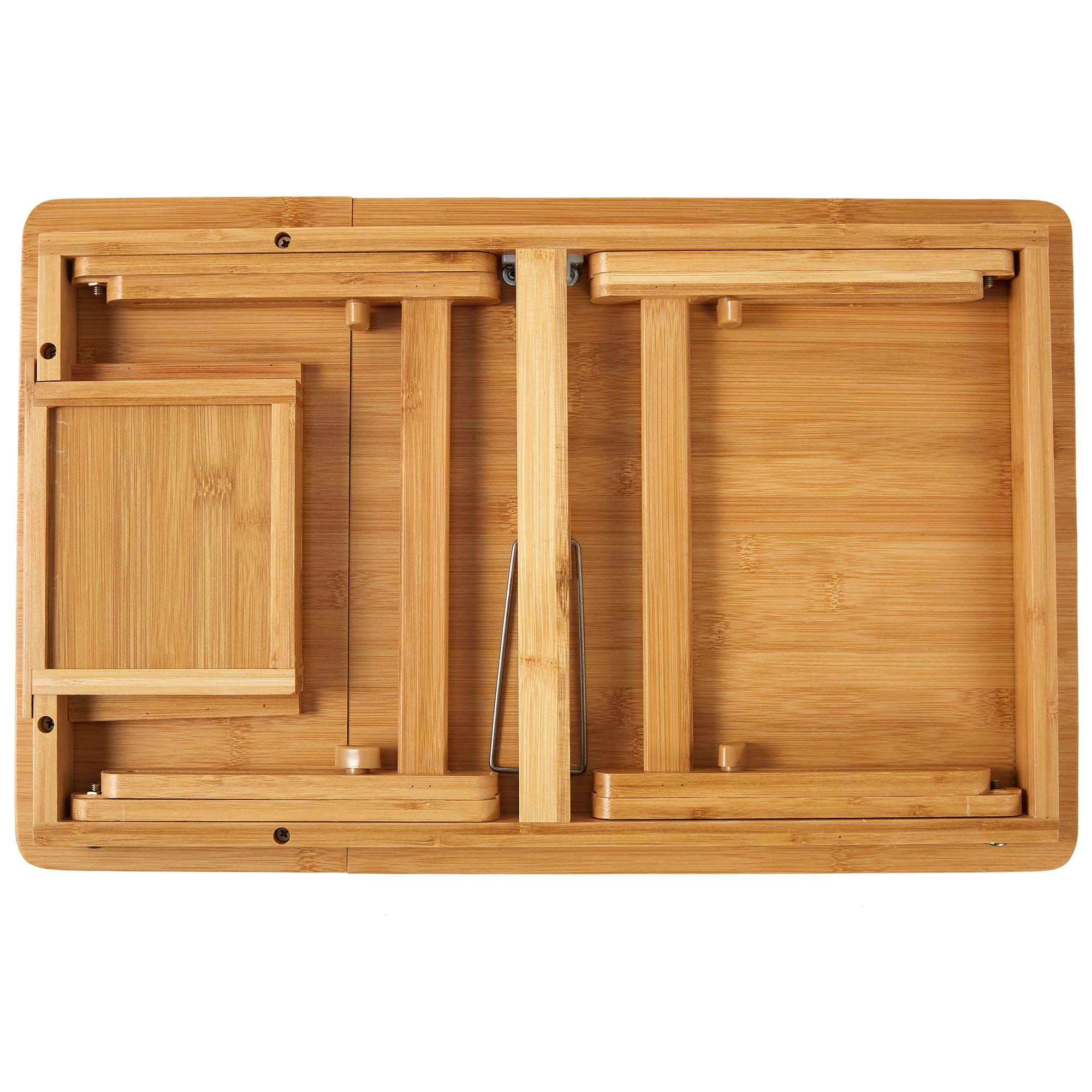 Vaiyer Bamboo Laptop Desk - Foldable Adjustable Bed Tray with Tilting Top & Drawer for Work, Study, Dining | Portable Floor Desk for Home Office, Bedroom, Living Room | Perfect for Remote Work, Breakfast in Bed, and Lap Computing