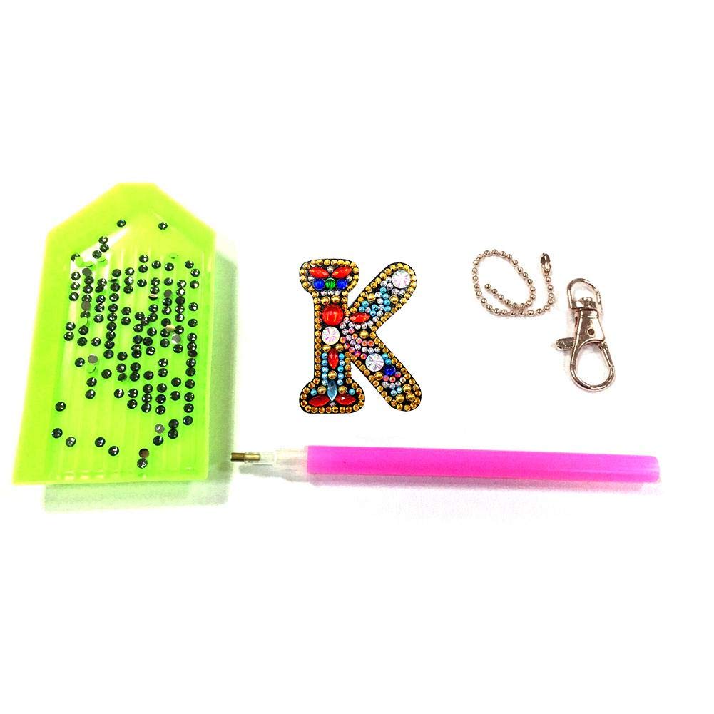 5D Diamond Painting Keychain Kit - DIY Full Drill A-Z Letter Keychains with Crystal Rhinestones, Mosaic Art by Number for Adults | Perfect for Gifts, Home Decor & Craft Projects