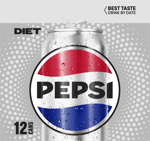 Diet Pepsi Cola Soda, 12 Fl Oz Cans (Pack of 12) - Refreshing Low-Calorie Soft Drink for Parties, BBQs & Everyday Hydration