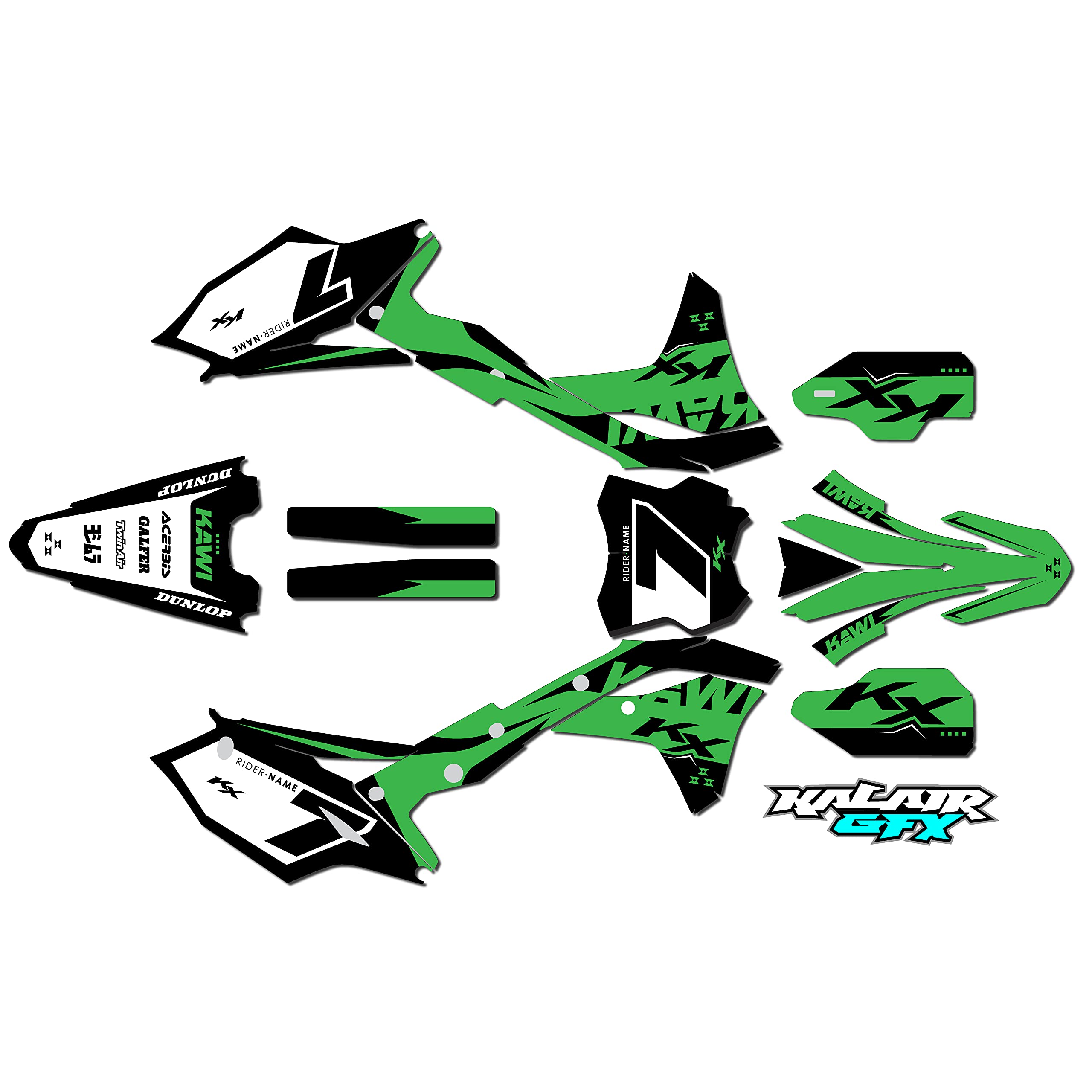 Kawasaki KX250F (2017-2020) Dirt Bike Graphics Kit - High Performance 16 Mil Custom Racing Decals & Stickers - Legend Series Green - Perfect for Motocross, Off-Road Racing & Bike Customization