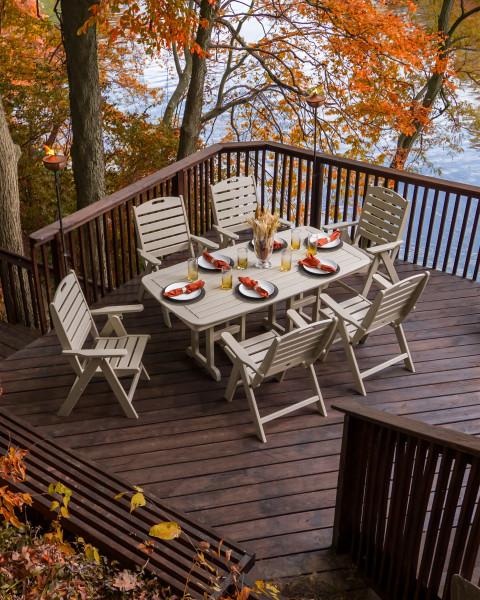 Polywood Black Nautical 7-Piece Outdoor Dining Set - Durable All-Weather Patio Furniture for Backyard, Poolside & Beachfront Dining