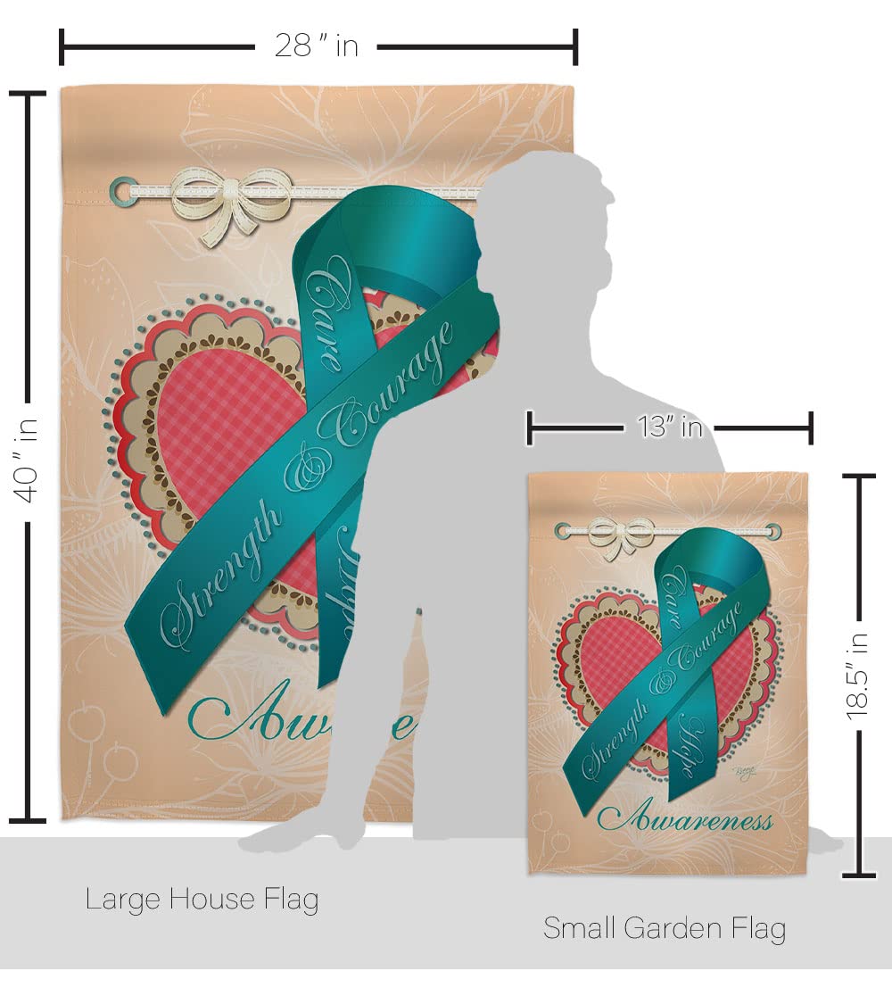 Ovarian Awareness Vertical Flags Set - 28x40in & 13x18.5in - Home & Garden Decor