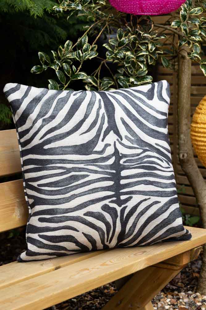 Zebra Print Outdoor Cushion - Waterproof & UV Resistant Patio Furniture Cushion for Garden, Poolside, and Deck - Comfortable & Durable Decorative Pillow for Outdoor Chairs, Loungers, and Benches