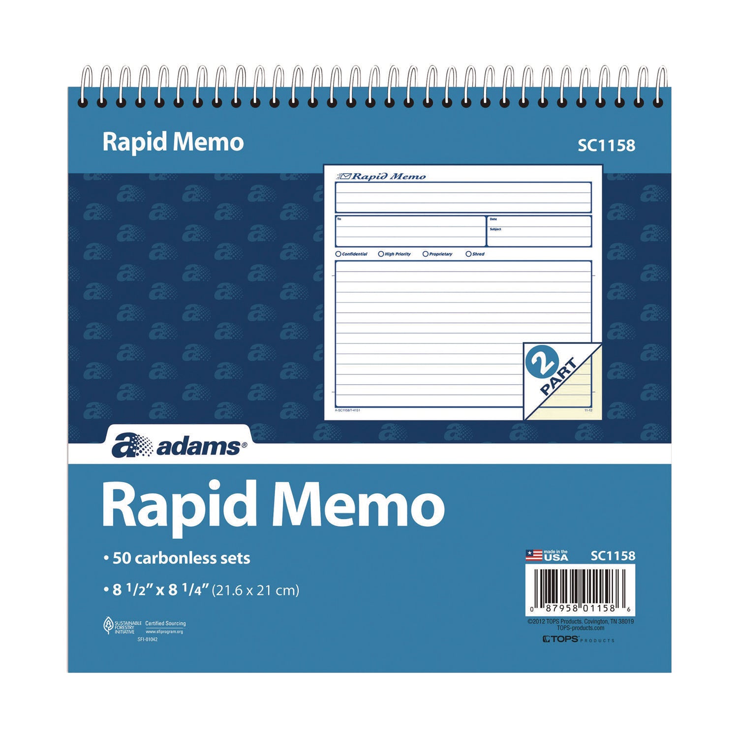Adams® Rapid Memo Pad - Carbonless 2-Part NCR Paper, 8.5